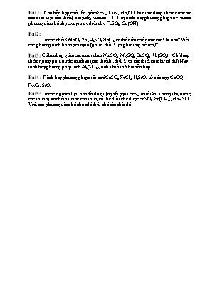 Bài tập dạng điều chế chất - Hóa học Lớp 9