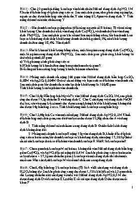 Bài tập dạng tăng giảm khối lượng - Hóa học Lớp 9