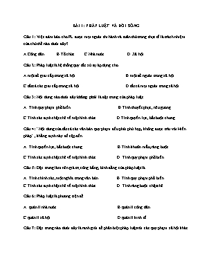 Bài tập Giáo dục công dân Lớp 12 - Bài 1: Pháp luật và đời sống