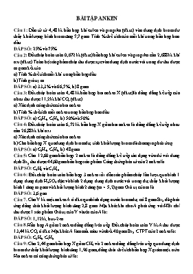 Bài tập Hóa học 11: Anken