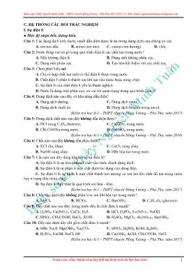 Bài tập Hóa học 11 - Chương 1: Sự điện li - N