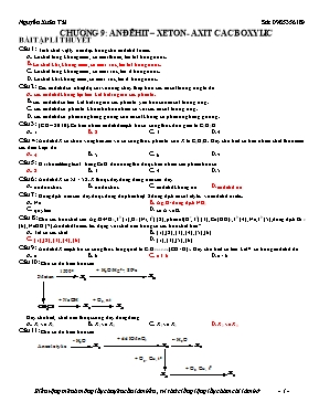 Bài tập Hóa học 11 - Chương 9: Anđêhit – Xeto