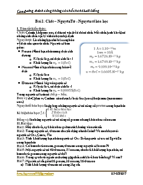 Bài tập Hóa học 8 - Bài 1: Chất – Nguyên tử -