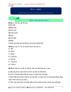 Bài tập Hóa học 8 - Chương 1: Chất - Nguyên t
