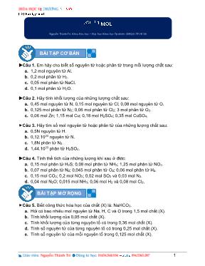 Bài tập Hóa học 8 - Chương 3: Mol - Nguyễn Th