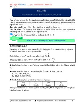 Bài tập Hóa học 8: Hóa trị - Nguyễn Thành Trí