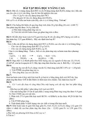 Bài tập Hoá học 8 nâng cao