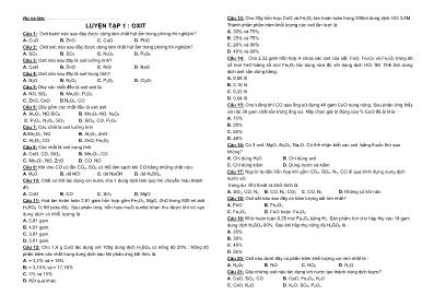 Bài tập nâng cao Hóa học Lớp 9: Oxit