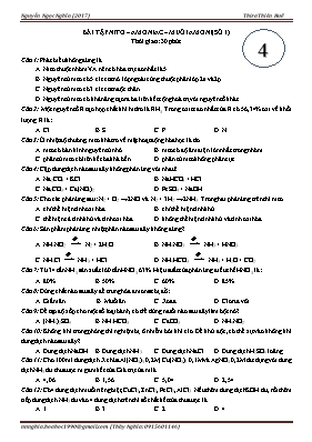Bài tập Nitơ – Amoniac – Muối amoni (Số 1)