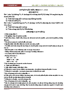 Bài tập ôn tập đầu năm môn Hóa học Lớp 11 - N