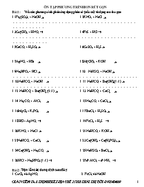 Bài tập ôn tập Phương trình ion rút gọn