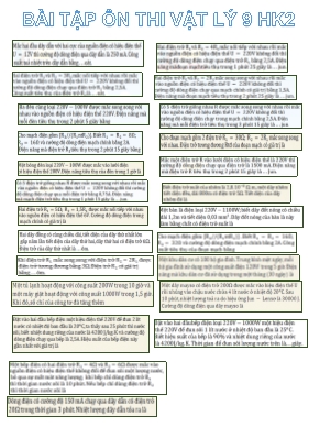 Bài tập ôn thi học kì 2 môn Vật lý Lớp 9
