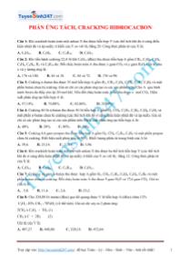 Bài tập Phản ứng tách, cracking hiđrocacbon