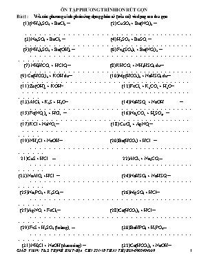 Bài tập Phương trình ion rút gọn