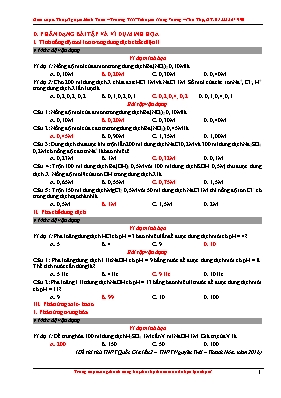 Bài tập Sự điện li
