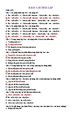 Bài tập Tin học 11 - Bài 10: Cấu trúc lặp