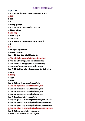 Bài tập Tin học 11 - Bài 12: Kiểu xâu