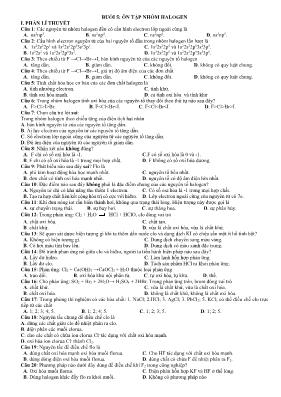 Bài tập trắc nghiệm chương Halogen môn Hóa học 10