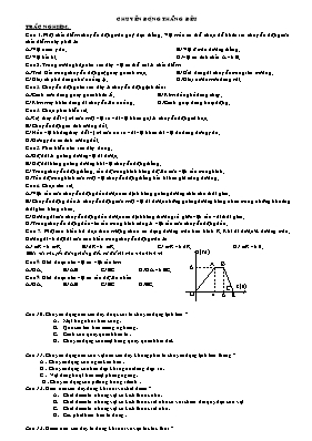 Bài tập trắc nghiệm Chuyển động thẳng đều