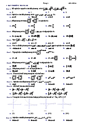 Bài tập trắc nghiệm Giải tích Khối 12