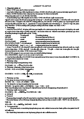 Bài tập trắc nghiệm Hóa học 11: Anđehit và Xe