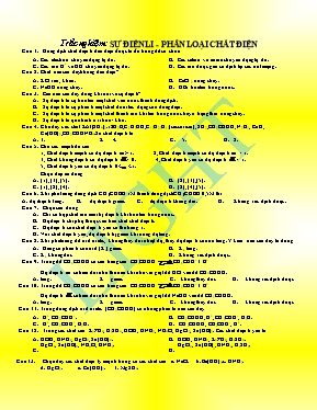 Bài tập trắc nghiệm Hóa học 11: Sự điện li - 