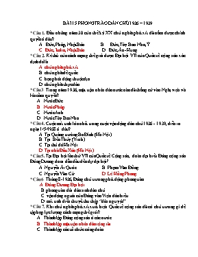 Bài tập trắc nghiệm Lịch sử 12 - Bài 15: Phon
