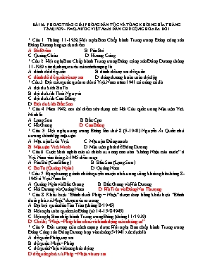 Bài tập trắc nghiệm Lịch sử 12 - Bài 16: Phon