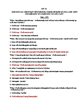 Bài tập trắc nghiệm Lịch sử 12 - Bài 22: Nhân