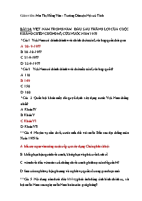 Bài tập trắc nghiệm Lịch sử 12 - Bài 24: Việt