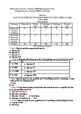 Bài tập trắc nghiệm Lịch sử 12 - Bài 26: Đất 