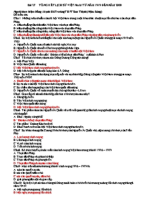 Bài tập trắc nghiệm Lịch sử 12 - Bài 27: Tổng