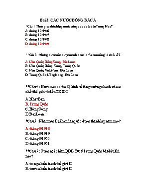 Bài tập trắc nghiệm Lịch sử 12 - Bài 3: Các n