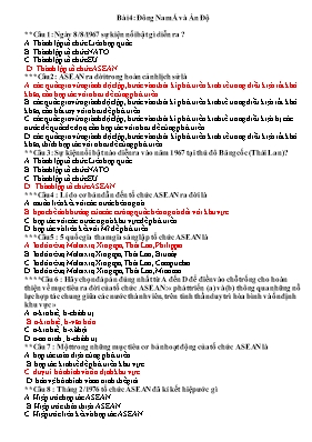 Bài tập trắc nghiệm Lịch sử 12 - Bài 4: Đông 