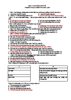 Bài tập trắc nghiệm Lịch sử 12 - Bài 9: Quan 