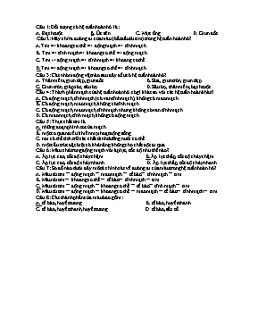 Bài tập trắc nghiệm môn Sinh học Lớp 11 - Hệ 