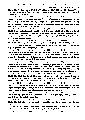 Bài tập trắc nghiệm nhôm và hợp chất của nhôm