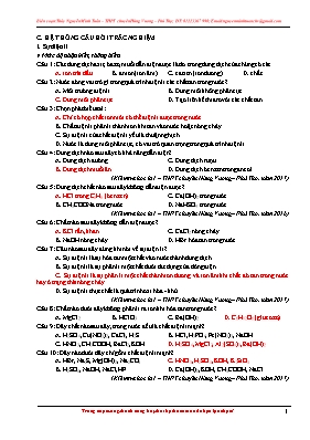 Bài tập trắc nghiệm Sự điện ly