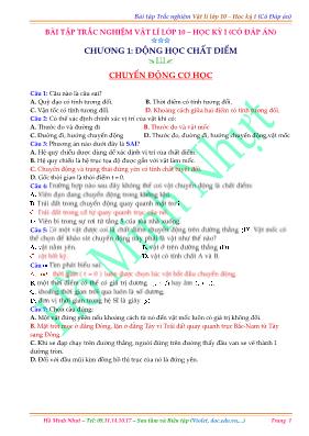 Bài tập Trắc nghiệm Vật lí Lớp 10 – Học kỳ I 