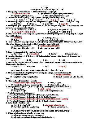 Bài tập Vật lý Lớp 11 - Bài 1: Điện tích – Đị