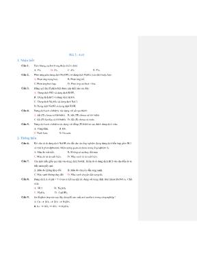 Bài tập về Axit - Hóa học 9