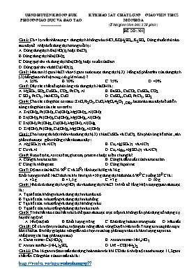 Bộ đề khảo sát chất lượng giáo viên THCS môn Hóa học - Phòng GD & ĐT Krông Buk