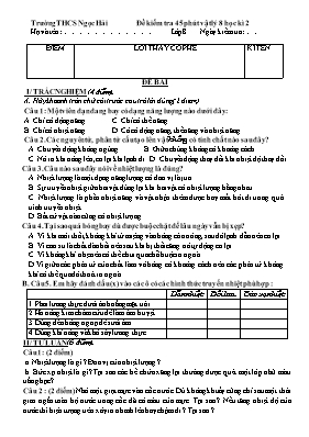 Bộ đề kiểm tra 45 phút học kỳ 2 môn Vật lý Lớp 8 - Trường THCS Ngọc Hải