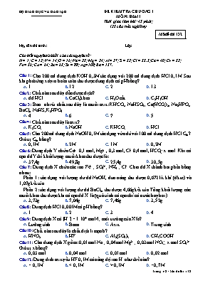 Bộ đề kiểm tra Chương I môn Hóa học Lớp 11