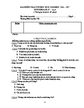 Bộ đề kiểm tra cuối học kỳ 2 các môn Lớp 4 - 