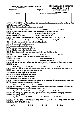 Bộ đề kiểm tra định kỳ Tiết 11 môn Hóa học Lớp 9 - Năm học 2017-2018
