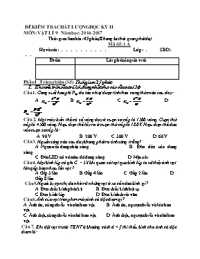 Bộ đề kiểm tra học kỳ II môn Vật lý Lớp 9