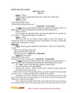Bộ đề ôn thi Lớp 10 THPT môn Ngữ văn