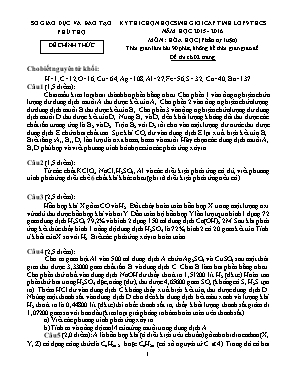 Bộ đề thi chọn học sinh giỏi cấp tỉnh môn Hóa