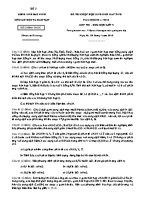 Bộ đề thi chọn học sinh giỏi cấp tỉnh môn Hóa học Lớp 9